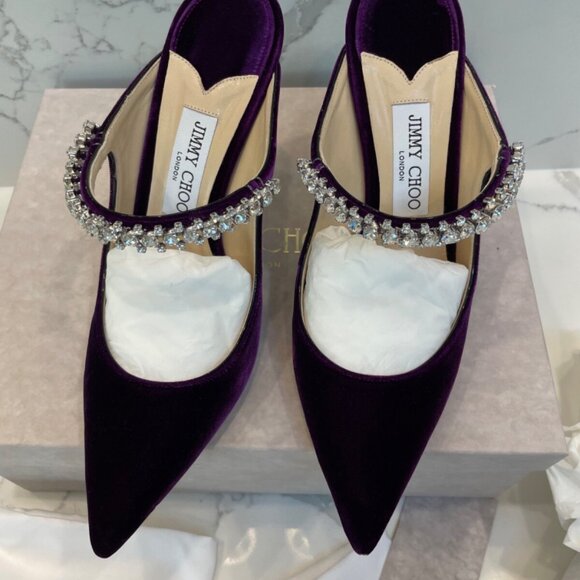 Jimmy Choo Bing 100 Crystal-Embellished Mules - Picture 9 of 12